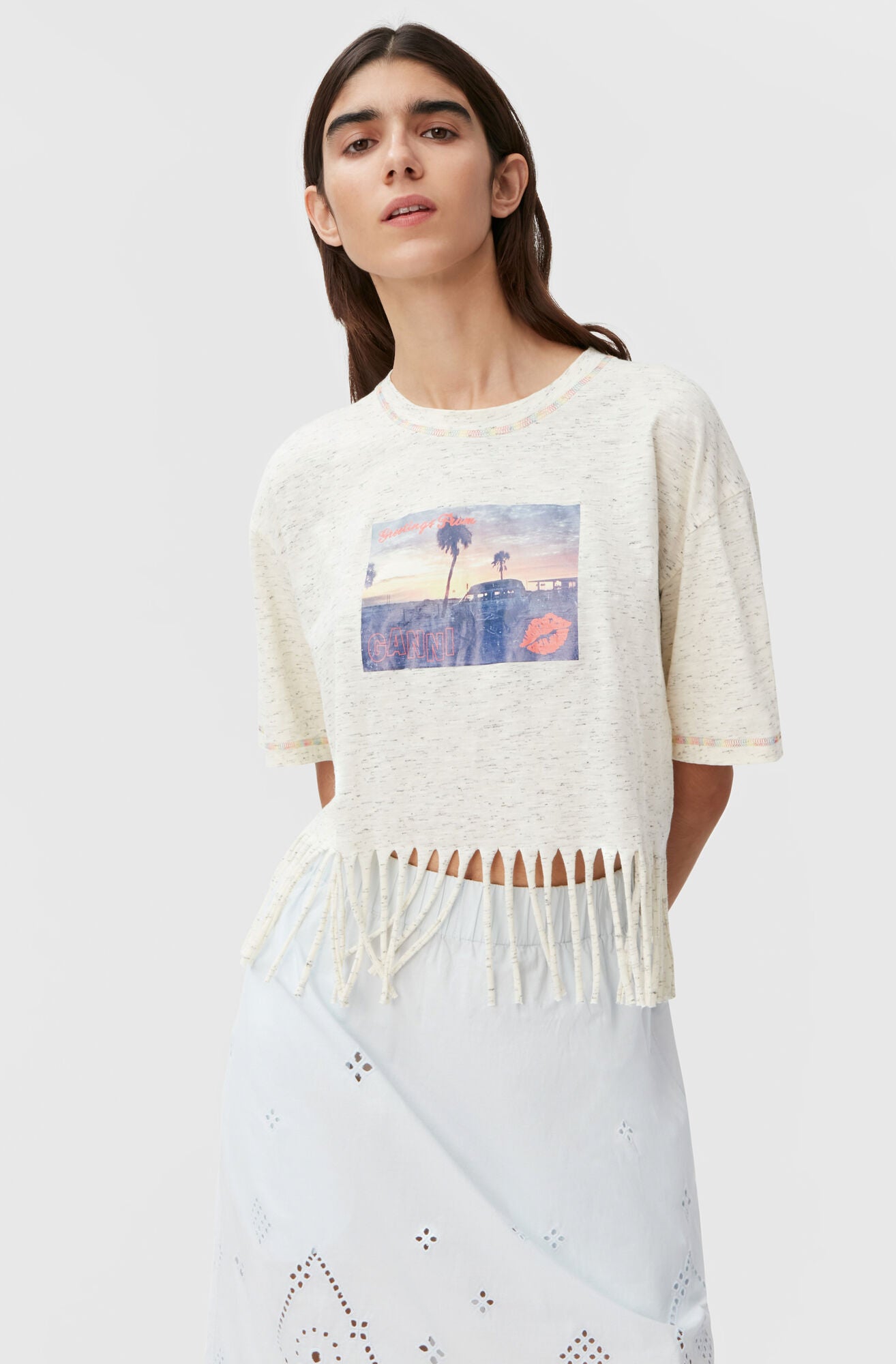 Cropped Fringe Graphic Tee